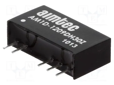 Image de 1 x Convertisseur : DC/DC, 1W, Tension de sortie : 9 VDC, Tension d'entrée : 10,8 ÷ 13,2 V, Tension de sortie 2 : -9 VDC, Modèle : AM1D-1209DH30Z, Type : DC/DC