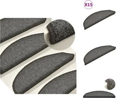 Produktbild von vidaXL Treppenmatten 15 Stk. Dunkelgrau 56x17x3 cm -  Stufenteppiche