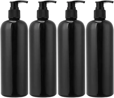 Produktbild von Famanu Seifenspender Set 4 Stück 500 ml Schwarz - Nachfüllbare Pumpflaschen für Bad und Küche