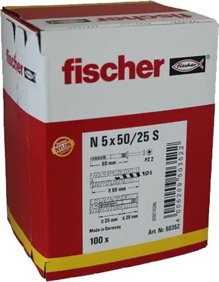 Produktbild von Fischer 050352, Nylon, Verzinkter Stahl, Pozidriv, PZ2, 5 cm, 5 mm