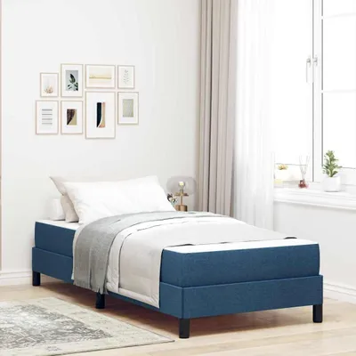 Imagen del producto de Cama con somier, color azul, 80 x 200 cm, tapizada en tela
