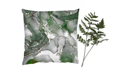 Produktbild von MuchoWow® Zierkissen Sofakissen Wohnzimmer Dekokissen 60x60 cm Luxus - Marmor - Grün - Sitzfläche - Foto Polster