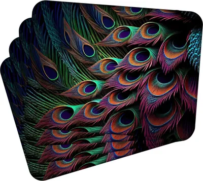 Obrázek produktu pro Sada 4 prostírání 40x30 cm Peacock Eye 2 prostírání Omyvatelné - žáruvzdorný korkový podklad odolává teplotám 100 °C