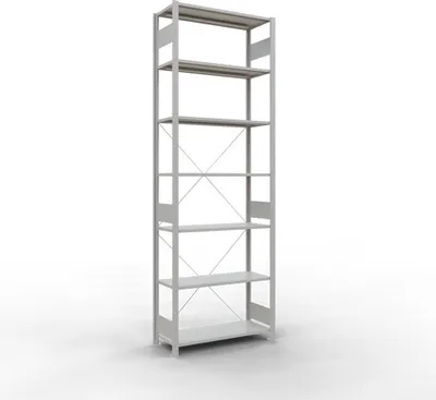 Produktbild von Schulte Fachbodenregal MULTIplus150 Stecksystem | Grundregal | HxBxT 300x100x40cm | 7 Ebenen | Fachlast 150kg | Lichtgrau
