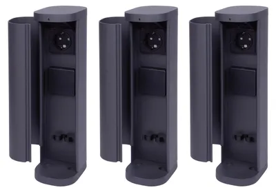 Produktbild von Novatool 3x Steckdosenturm 2-fach außen Anthrazit rund mit Blende IP44 Steckdose Aussen Gartensteckdose Outdoor Steckdosesäule Garten Steckdosenturm (Elektro)