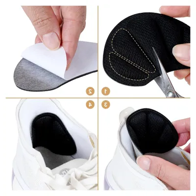 Produktbild von 3 Paar Fersenschutz Schuheinlagen, erstklassiges Fersenpolster für Schuhe, bequemer Fersenschoner, selbstklebende antirutsch Fersenkissen für optimalen Komfort (schwarz)