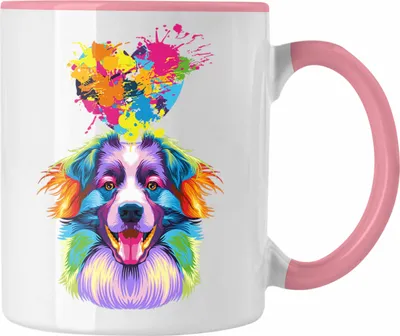 Produktbild von Trendation - Border Collies Herz Farbe Besitzer Tasse Geschenk Lustiger Spruch Geschenkidee Border Collies Liebhaber (Rosa)