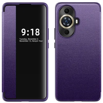 Obrázek produktu pro Pouzdro pro Huawei Nova 11 Pro tenkéPolyuretankožené klopové pouzdro s okénkem pro zobrazení Fialová