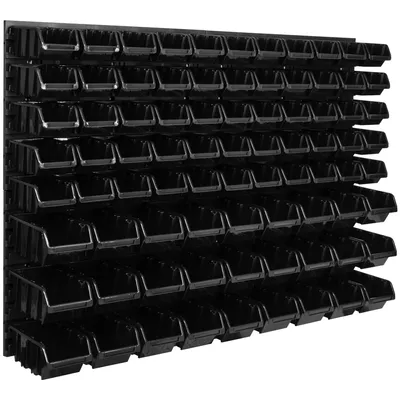 Obrázek produktu pro Nástěnný panel na nářadí 115,2 x 78 cm s 82  ks. Krabice závěsný Červené a Černé Stohovatelné Boxy