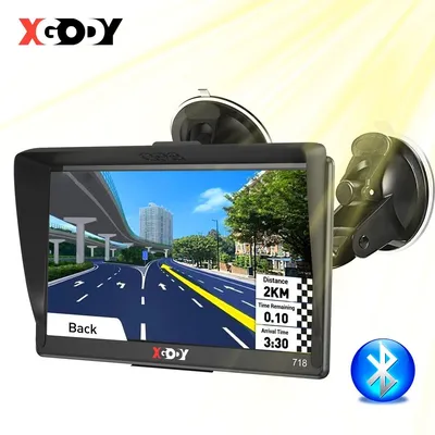 Obrázok produktu pre Navigačný prístroj 7 palcov, GPS navigácia pre osobné automobily, nákladné vozidlá, autobusy a taxíky, s Bluetooth, dotykovým displejom, 16 GB pamäťou, 3D mapami, hlasovou navigáciou, upozornením na rýchlostné limity a FM vysielačom