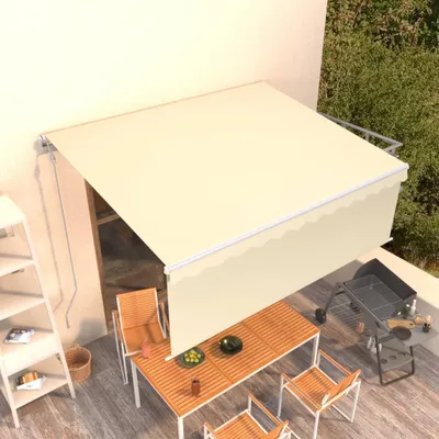 Produktbild von The Living Store Markise Automatisch Einziehbar mit Volant 4x3 m Creme