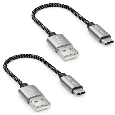 Produktbild von deleyCON USB-C Kabel Set 0,15m Nylon Ladekabel Datenkabel, 2 Stück
