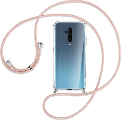 Produktbild von Handykette Backcover-Schutzhülle mit Band (Metall silberfarben) für OnePlus 7T Pro - roségold