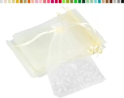 Organzasäckchen 7x9cm ivory elfenbein naturweiß ecru hell creme hellcreme weiß champagner vanilla vanille mandelweiß