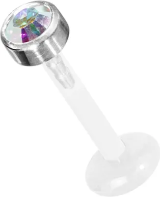 Produktbild von Labret Bioplast Lippen Piercing Aufsatz Titan Kristall Stein 2mm - Rainbow FLtAJ