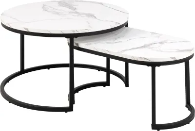 Produktbild von Spiro Couchtisch Ø70cm, 2 stk. Marmor Nachbildung weiß.