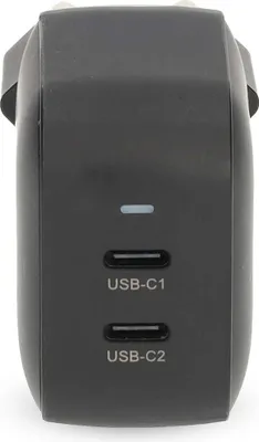 Produktbild von Nedis Netzladegerät - 45 W - GaN - PD3.0 - 2.25 A / 3.0 A - Anzahl der Ausgänge: 2 - 2x USB-C - Automatische Spannungswahl - Schwarz
