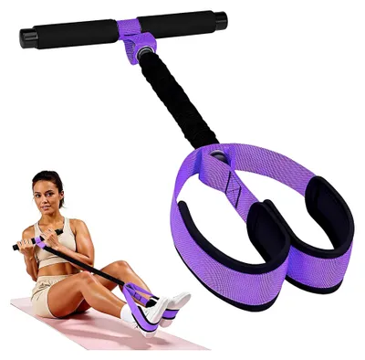 Produktbild von Widerstandsband mit Griffen für Fitness und Yoga, geeignet für Bauch-, Taille-, Arm- und Beintraining, lila