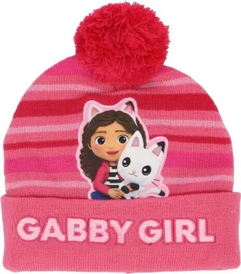 Imagen del producto de Gorro de invierno de Gabby's Dollhouse. Cómodo, adorable y suave. Talla única. Color rojo. Con pompón