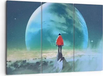 Produktbild von Bild auf Leinwand - Leinwandbild - Mann Planet - 105x70cm - Wand Bild - Wanddeko - Wandbilder - Leinwanddruck - Bilder - Kunstdruck - Wanddekoration - Leinwand bilder - Wandkunst - CE105x70-3869