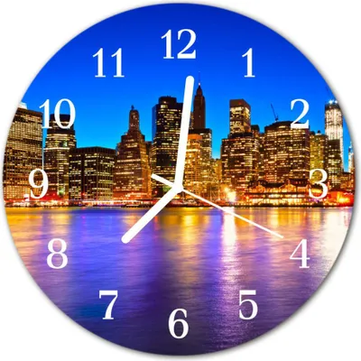 Produktbild von Glasuhr Wanduhr Küchenuhr Echt-Glas 30fi cm Skyline mehrfarbig