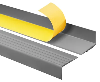 Obrázek produktu pro QUEST Schodová lišta 30x27 mm, 0.9m RM PVC, Samolepicí, Protiskluzová schodová hrana, schodový profil, ochrana schodů, tmavě šedá