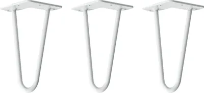 Produktbild von Natural Goods Berlin HAIRPIN Legs, Haarnadelbeine, Möbelfüße, Tischbeine, Weiß, 20 cm, 2 Streben, 3 Stück