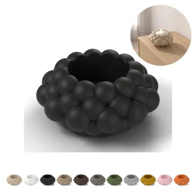 Image de Photophore LED Bubble 3,7 cm, texture à bulles, en PLA – Noir