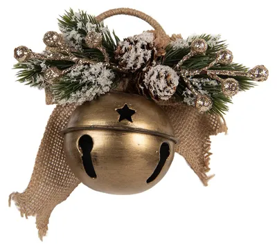 Produktbild von Clayre & Eef Weihnachtsdekorationsfigur Klingel 16x7x13 cm Goldfarbig Metall