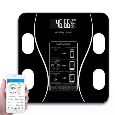 Produktbild von Digitale Personenwaage mit App,Smart Körperfettwaage mit Bluetooth & LCD Display, Körperanalysewaage für iOS & Android