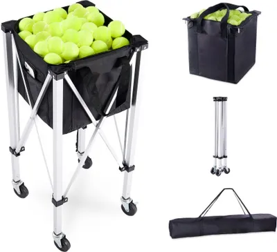 Produktbild von Tennisballkorb für 180 Bälle - Ballwagen mit Ballhopper - Ballsammelkorb für Tennis - Sportgeräte Zubehör - Tennisplatz