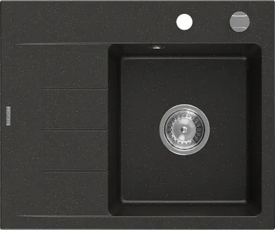 Immagine prodotto di Mexen Ben lavello in granito a 1 vasca con gocciolatoio, destro 600 x 500 mm, nero/oro metallizzato, sifone cromato