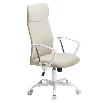 A modern office chair with a high back.