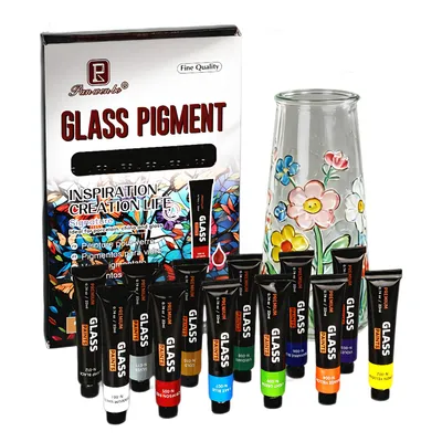 Produktbild von Großes Glasmalfarben-Set Pigment 12-teilig