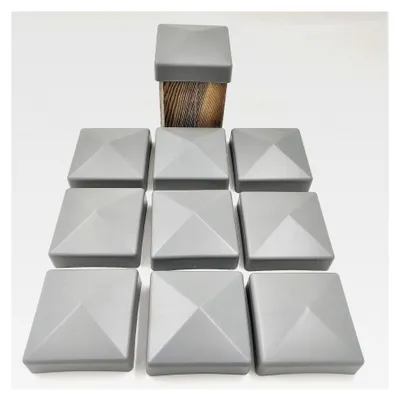 Produktbild von 10 Stück Zaunpfostenkappen 90 mm Pyramide Abdeckkappen grau für Pfosten 9 x 9 cm