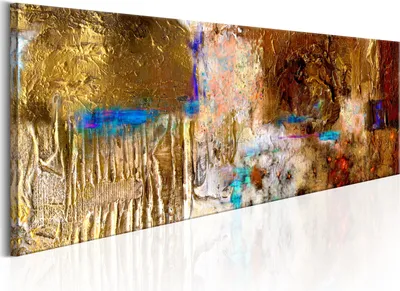 Produktbild von Italienischer Leinwand Leinwandbild - Golden Structure 120x40 cm Abstrakt a-A-0267-b-b
