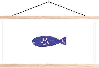 Produktbild von MuchoWow® Textilposter Fisch - Pastell - Lila 120x60 cm mit holzfarbenen Rahmen - Klemmleiste