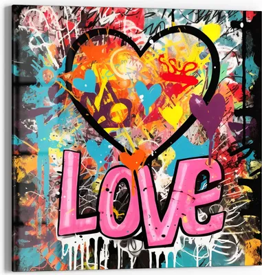Produktbild von DEQORI Glasbild Echtglas 30x30 cm 'Herz der Farben' Wandbild Bild modern Deko