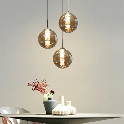 Produktbild von ZMH Pendelleuchte esstisch 3 Flammig Bernstein Pendellampe Höheverstellbar Pendelleuchten Hängeleuchte Glas für Wohnzimmer Schlafzimmer Küche Flur