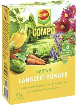 Produktbild von Garten Langzeit-Dünger COMPO 2 kg für ca. 37 m², mineralischer Dünger für Gartenblumen, Obst und Gemüse, 6 Monate Langze