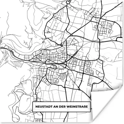 Produktbild von MuchoWow® Poster Neustadt an der Weinstraße - Karte - Stadtplan 50x50 cm - Wohnzimmerdekoration
