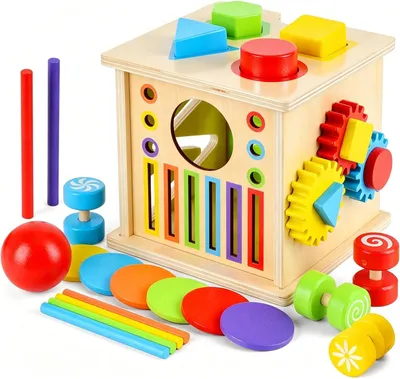 Zdjęcie produktu dla Klocki drewniane 30 sztuk, kolorowa zabawka edukacyjna, dla maluchów