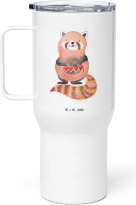 Produktbild von Mr. & Mrs. Panda thermosbecher Roter Panda - Weiß - Geschenk, Thermobecher, To-Go-Becher, getränkebecher, Rot, Lieblingsmensch, Liebling, Mehrwegbecher, Liebe, Herz
