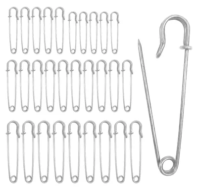 Image de Épingles de sécurité - 30 pièces de différentes tailles, de 5 cm à 10 cm - pour vêtements et travaux manuels - argentées