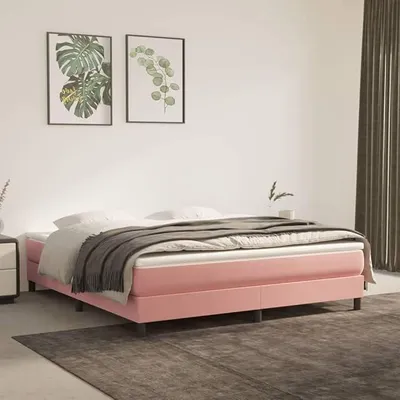 Produktbild von Bettgestell Familienbett Palettenbett Boxspringbett Rosa 160x200 cm Samt Geeignet für Familienzimmer