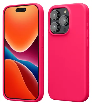 Produktbild von kwmobile Handyhülle für iPhone 15 Pro Hülle, für iPhone 15 Pro Case - Hülle Silikon - kabelloses Laden - Neon Pink