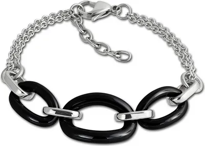 Imagen del producto de Pulsera de acero inoxidable y cerámica, diseño ovalado, para mujer, color plateado y , modelo ESAX16S