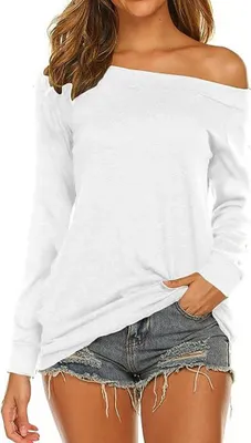 Produktbild von Schulterfreier Pullover für Damen, langärmelig, lockerer Strickpullover