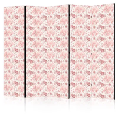 Produktbild von Muralo Beidseitig bedruckter PARAVENT 5-teilig Raumteiler klappbar ROSA BLUMEN 225cmx172cm