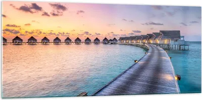 Produktbild von Bilder auf glas - Malediven Meer - 120x50cm - Glasbilder - Wandbilder - Kunstdruck - zum Aufhängen bereit - Wanddekoration aus Glas - Glas Bilder - Wandbild auf Glas - Einteilig - GAB120x50-4082